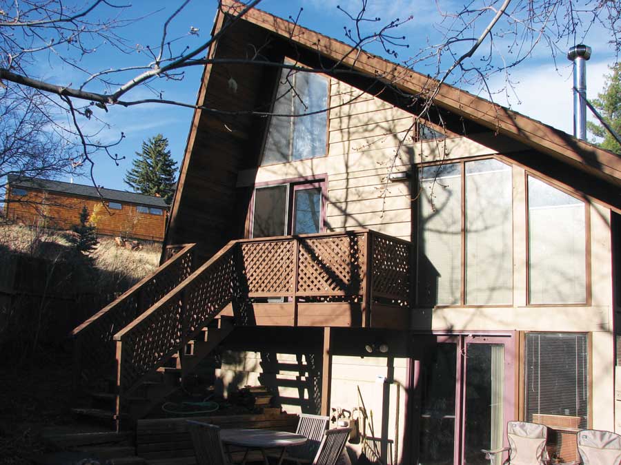 The 1967 A-frame offers outdoor living space and great views—but it needs a lot of work.